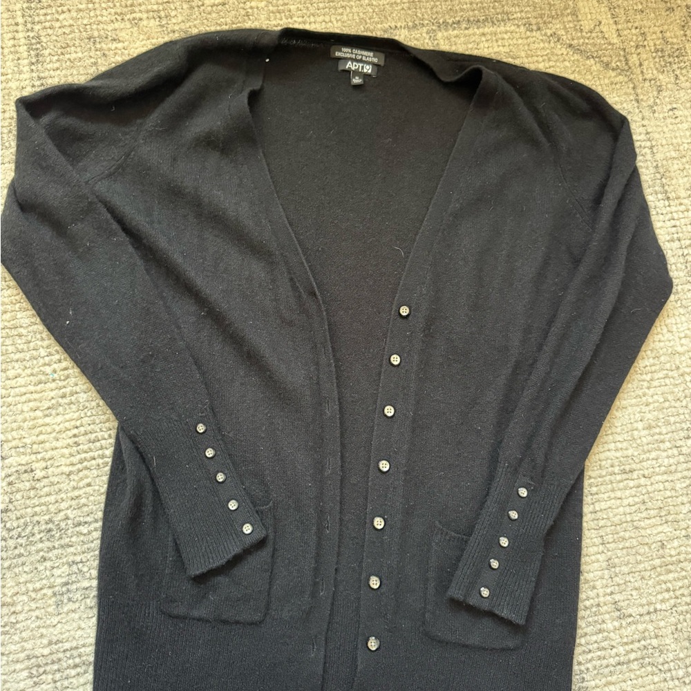 Black Cashmere Button-Up Cardigan